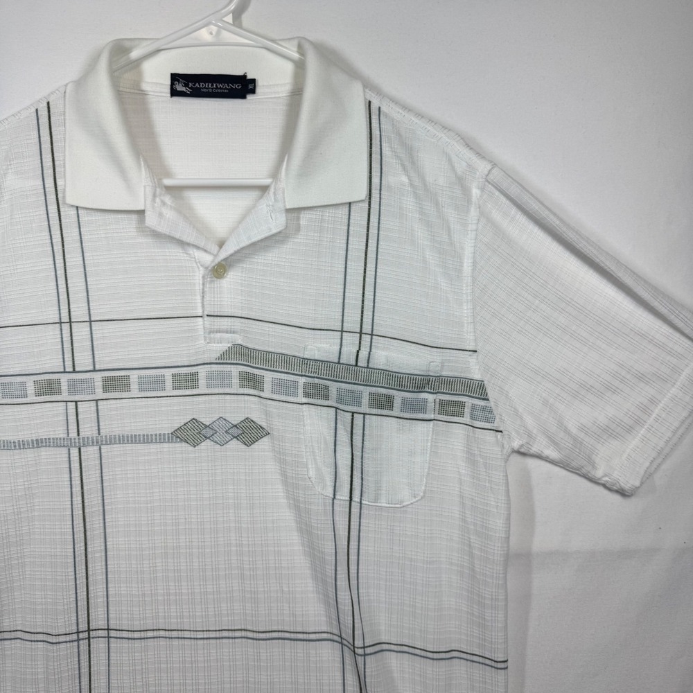 Kadiliwang Plaid Polo Shirt Thin Short Sleeve Collared Casual Mens Sz XL